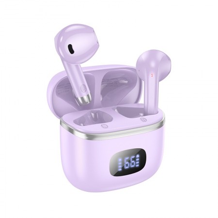 Wireless Headset Hoco EQ1 Music Guide TWS V5.3 with Control Button Siri Compatible and LED Display Purple
