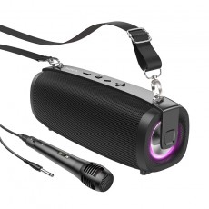 Wireless Speaker Hoco BS55 Gallant Outdoor Black TWS BT V5.3 2x5W 1500mAh FM USB 3.5mm Micro-SD and LED Lights