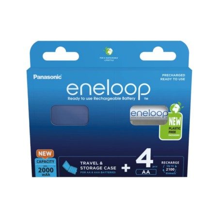 Rechargeable Battery Panasonic Eneloop BK-3MCDEC4BE 2000mAh size AA Ni-MH 1.2V 4Pcs with Battery Case