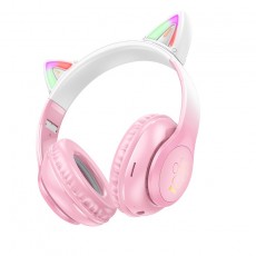 Wireless Headphone Stereo Hoco W42 Cat Ears 400mAh with Micro SD and AUX Cherry Blossom