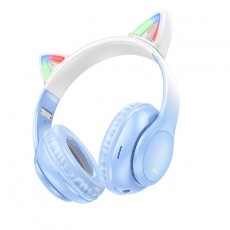 Wireless Headphone Stereo Hoco W42 Cat Ears 400mAh with Micro SD and AUX Crystal Blue