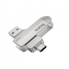 Flash Drive Hoco UD10 2 in 1 64GB USB-A 3.0 and USB-C Compatible with Windows Mac Linux and Android Silver