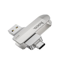 Flash Drive Hoco UD10 2 in 1 64GB USB-A 3.0 and USB-C Compatible with Windows Mac Linux and Android Silver