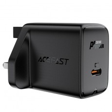 Travel Charger Acefast A24 Fast Charging USB-C PD30W GaN Black with UK Plug