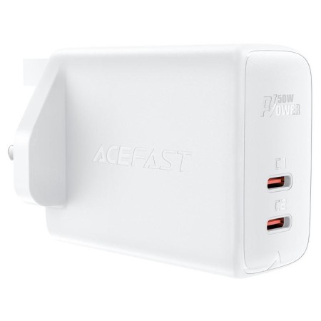 Travel Charger Acefast A32 Fast Charging 2xUSB-C PD50W GaN White with UK Plug