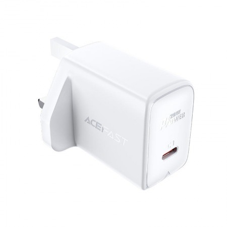 Travel Charger Acefast A4 Fast Charging USB-C PD20W White with UK Plug