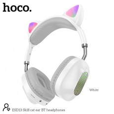 Wireless Stereo Headphones Hoco ESD13 Cat Ear BT5.3 FM 400mAh with Mic and Noise Reduction White
