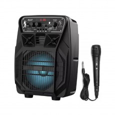 Wireless Speaker DS07 Force BT4.2 10W 1800mAh with Micro SD Wired Mic and LED Lights Black