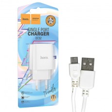 Travel Charger Hoco DC52 Friendly with USB 5V 1.0A 50/60Hz White + Data Cable Micro-USB White 0.60m