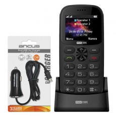 Maxcom MM471 Dual SIM 2.2" with Charger Dock, Bluetooth, Emergency Button + Car Charger Ancus Micro USB