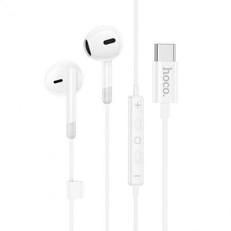 Hands Free Hoco M109 Earphones Stereo USB-C Compatible with All USB-C Devices White 1.2m