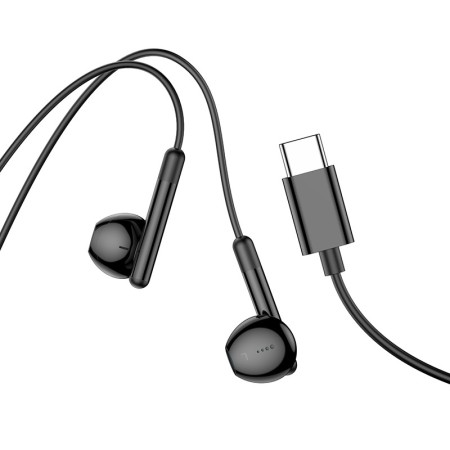 Hands Free Hoco M93 Earphones Stereo USB-C Compatible with All USB-C Devices Black 1.2m