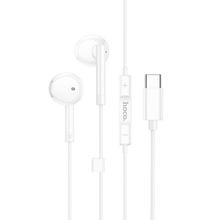 Hands Free Hoco M95 Earphones Stereo USB-C Compatible with All USB-C Devices White 1.2m