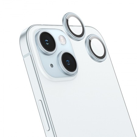 Camera Frame Film Hoco 3D Metal Frame V14 for Apple iPhone 15 / 15 Plus Light Blue