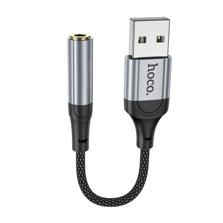 Audio Adaptor Hoco LS36 Fresh USB to 3.5mm Hi-Fi Compatible with all Devices Braided 12cm