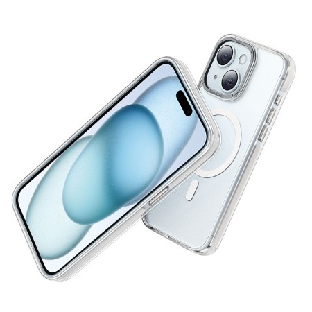 Case Hoco Magnetic Premium Series Anti-Drop Magnetic Mag-charge for Apple iPhone 15 Plus Transparent Grey