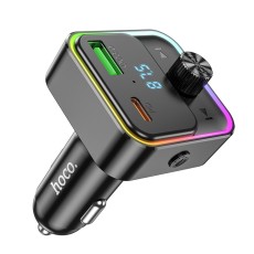 Bluetooth FM Transmitter Hoco E81 Fantasy USB-C 30W+USB 18W PD30W+QC3.0 v5.0 LED Display Black