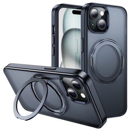 Case Hoco Stand Magnetic Case 2 in 1 Mag-Charge 360° Rotating Ring for Apple iPhone 15 Black