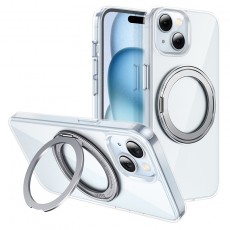 Case Hoco Stand Magnetic Case 2 in 1 Mag-Charge 360° Rotating Ring for Apple iPhone 15 Transparent