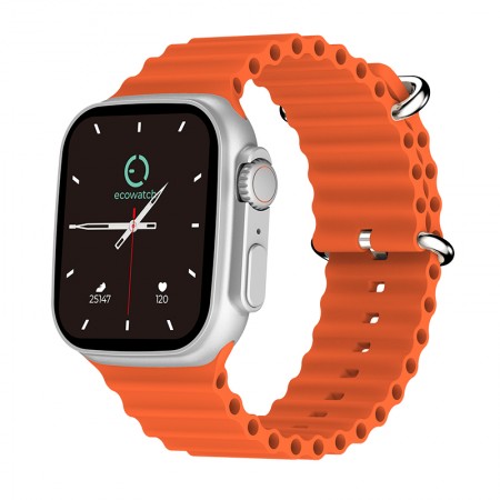 Smartwatch Ecowatch 2 1.95” 230mAh IP67 Silver with Orange Silicon Band with Call Function