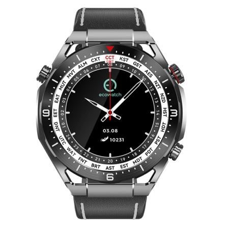 Smartwatch Maxcom Ecowatch 1 1.52” 400mAh IP67 Black with Silicon PU Leather and Metal Band