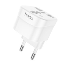 Hoco DC60 Universal Adapter (UK, 3C 3Plug, 3C 2Plug, US Plug) in European White