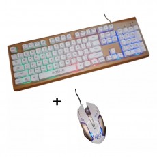 Wired Keyboard and Mouse iMICE KM-900 USB with LED Backlight, Multimedia Keys and Gaming. 104 Keys and 6D 3200 DPI Gold