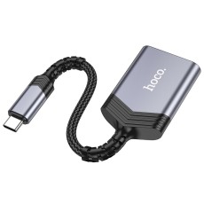 Memory Card Reader Hoco UA25 2 in 1 USB-C 480Mbps and 2TB for Micro SD/SD OTG Short and Anti-bending Cable Metal Grey