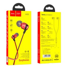 Hands Free Hoco M85 Platinum Sound Earphones Stereo 3.5mm Deep Bass Red 1.2m