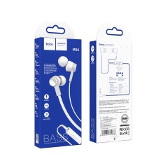 Hands Free Hoco M86 Oceanic Universal Earphones Deep Bass Stereo 3.5mm White 1.2m