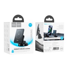Car Mount Hoco HW20 Precious with Magnetic Wireless Fast Charger up to 15W USB Black 4.5"-7"