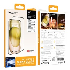 Tempered Glass Hoco Premium Series A37 120CC Large Arc Edges Dustproof 0.4mm 3D Anti-Static for Apple iPhone 15