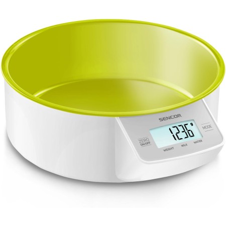 Digital Kitchen Scale 5Kg with Bowl 1lt Sencor SKS 4004GR LCD Display and Touch Buttons Green/White