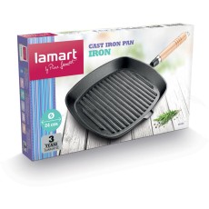 Pan Cast Iron Grill 24cm Lamart LT1063 Black