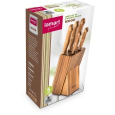 Knife Set 5pcs with Wooden Base BLOCK Lamart LT2080 Brown