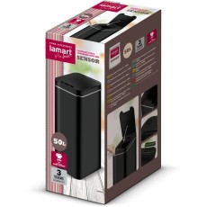 Stainless Steel Waste Bin with Photocell 50lt SENSOR Lamart LT8052 Black