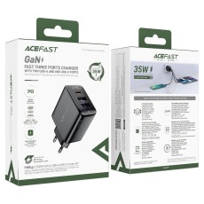 Travel Charger Acefast A57 Fast Charging με 1xUSB-C + 2xUSB-A PD35W GaN Black