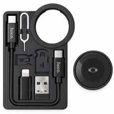 Hoco CW58 Wireless Charger Set for iWatch 1-9/SE Ultra with USB-C to USB and Lightning Adapters Includes 10cm USB-C Cable