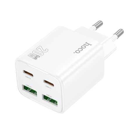 Travel Charger Hoco N55 Fundador Quad Port Charging 2x USB-C 20W + 2x USB-A 20W White