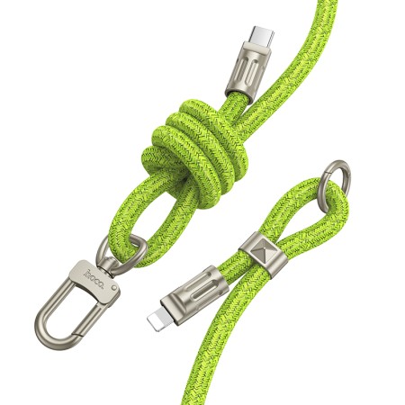 Hoco Multifunctional Lanyard/Charging Cable USB-C to Lightning Fluorescent Green 1.8m