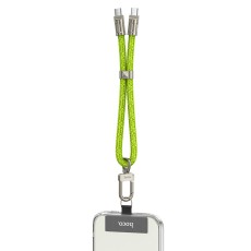 Hoco Multifunctional Wrist Lanyard/Charging Cable USB-C to USB-C Fluorescent Green 22cm