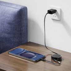 Charging Data Cable Acefast C3-03 USB-C to USB-C Retractable 3A 60W 0,8m Black
