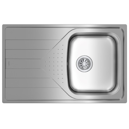 Stainless Steel Sink TEKA Single Bowl with Draining Board for Built-in Installation 79x50cm UNIVERSE 45 TOTAL