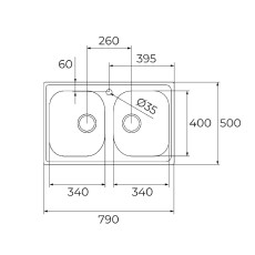 Stainless Steel Sink TEKA Double Bowl for Built-in Installation 79x50cm STARBRIGHT 80 EASY