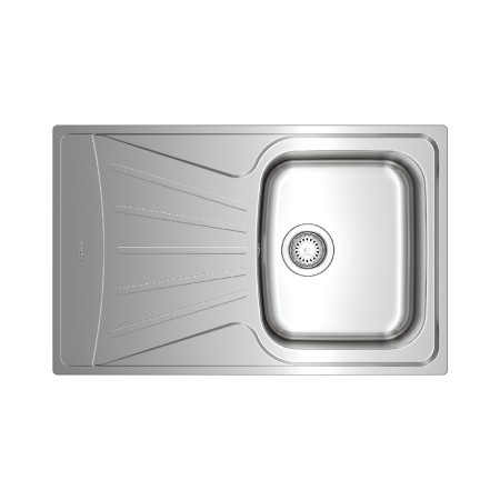 Stainless Steel Sink TEKA Single Bowl with Draining Board  for Built-in Installation 79x50cm STARBRIGHT 45 EASY