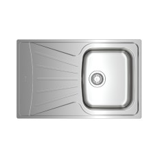 Stainless Steel Sink TEKA Single Bowl with Draining Board  for Built-in Installation 79x50cm STARBRIGHT 45 EASY