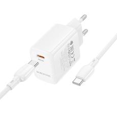 Travel Charger Hoco BN28 Fuente USB-C 30W + Charging Cable USB-C to USB-C White