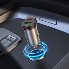 Car Charger Hoco NZ16A Rigorous USB-C+ USB-A 43W Metal Grey