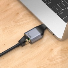 Hoco UA35 USB-C  to RJ45 OTG 100Mbps Metal Grey