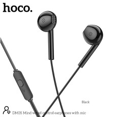 Hands Free Hoco DM35 Mind Earphones Stereo 3.5mm with Microphone and Operation Control Button Black
